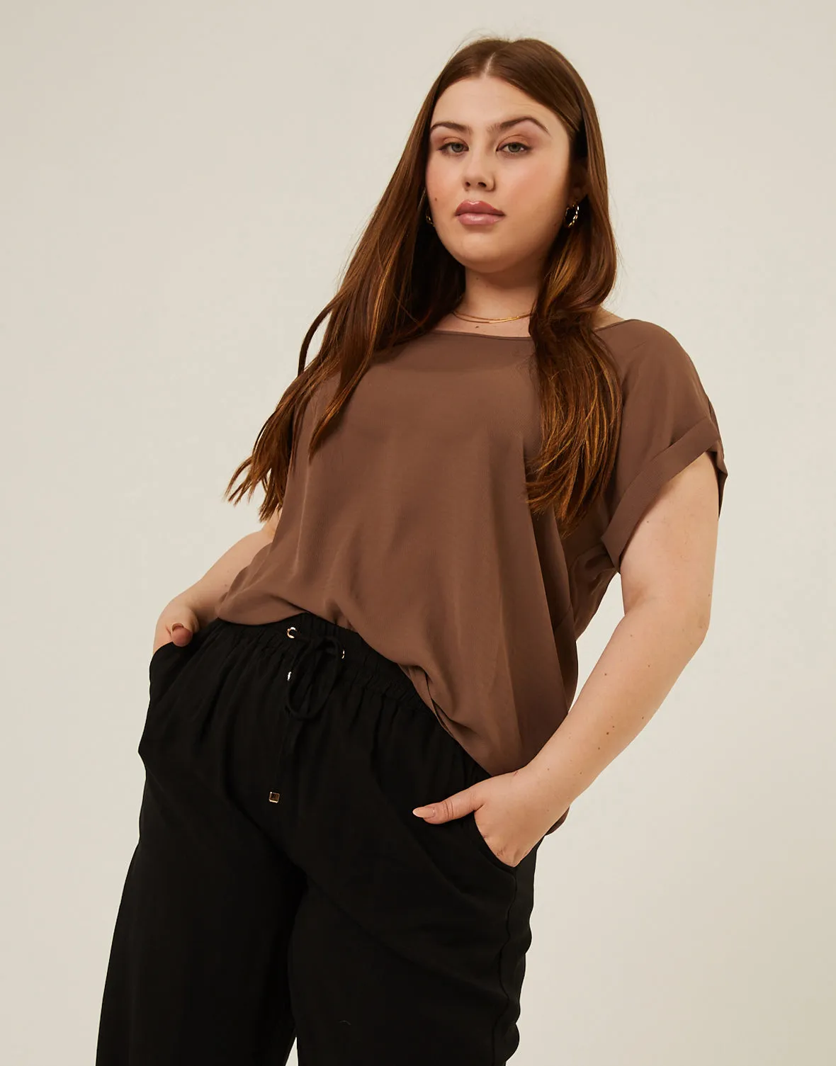 Plus Size Flowy Woven Tee