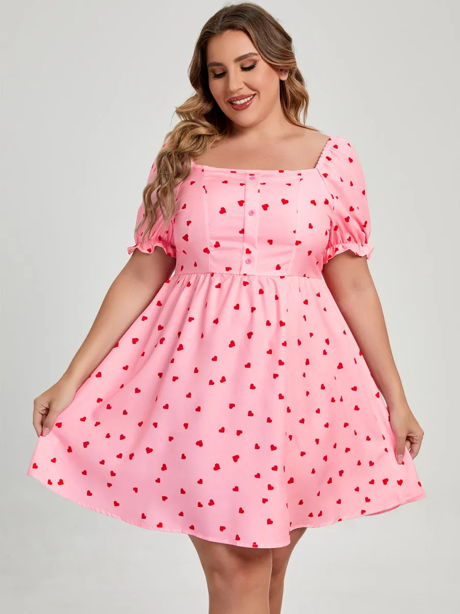 Plus Size Love Printed Hearts Dress