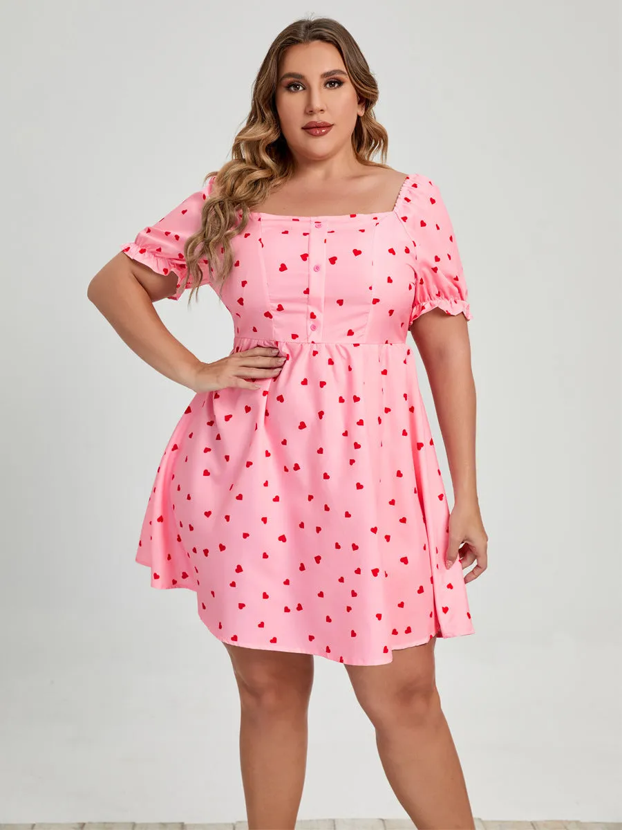 Plus Size Love Printed Hearts Dress