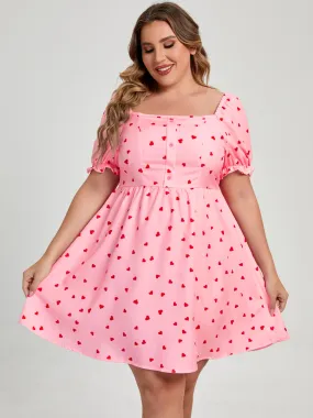 Plus Size Love Printed Hearts Dress