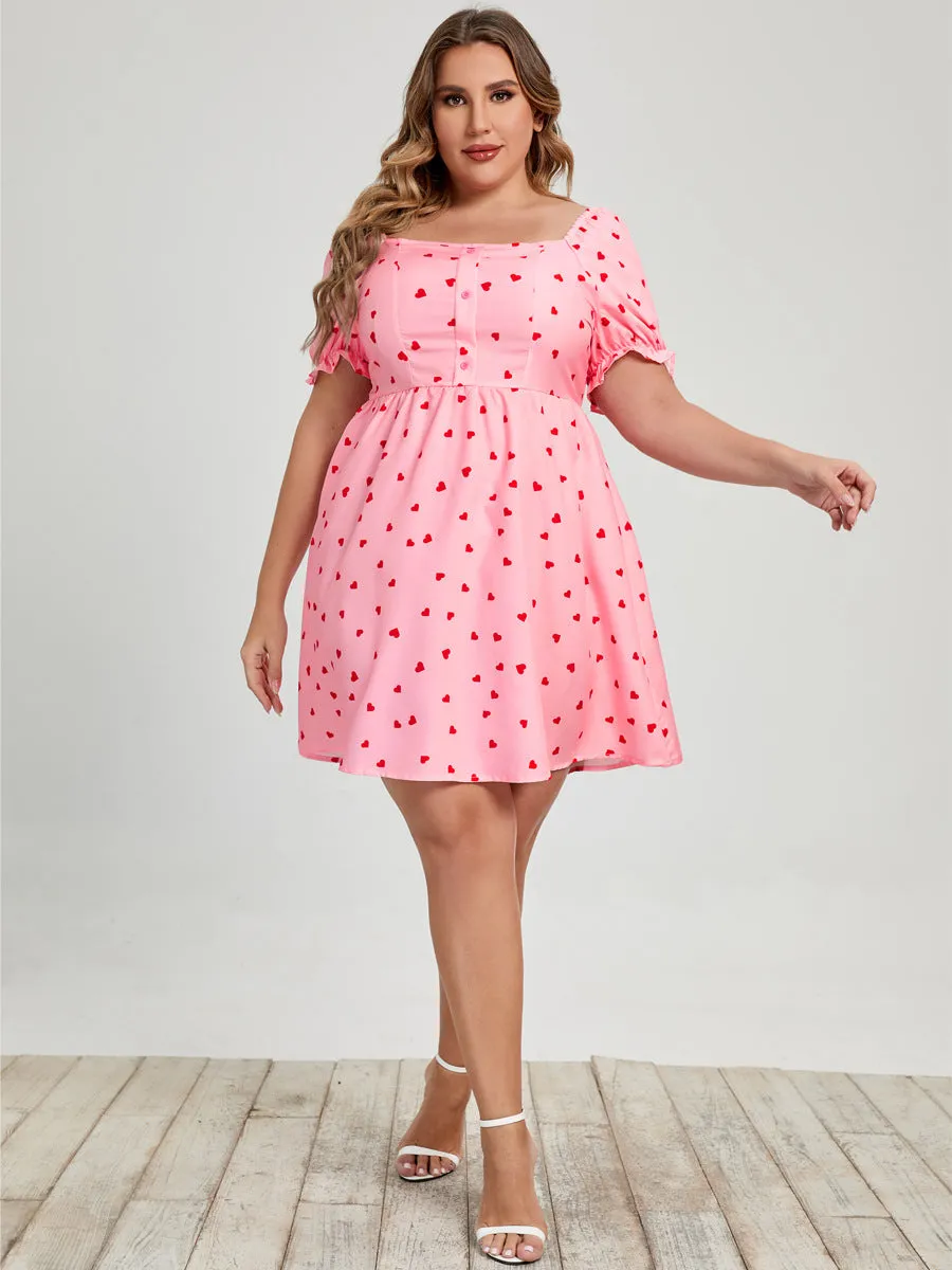 Plus Size Love Printed Hearts Dress