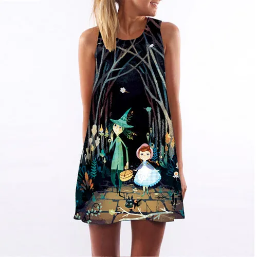 Printe Chiffon Sleeveless Dress