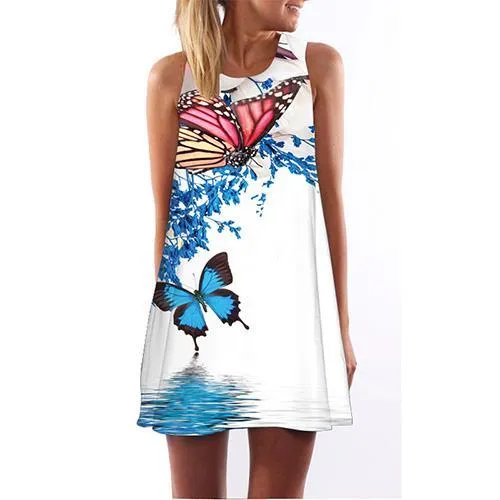 Printe Chiffon Sleeveless Dress