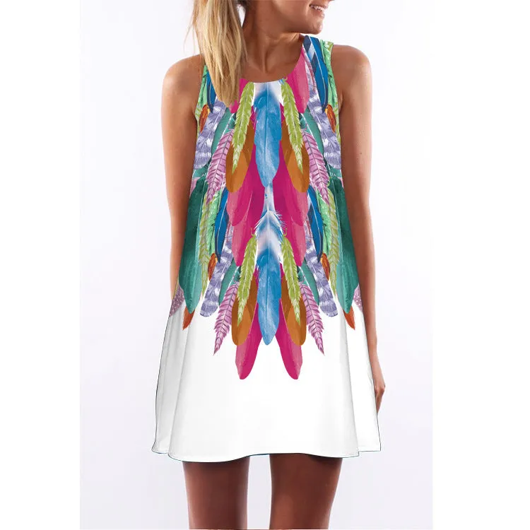 Printe Chiffon Sleeveless Dress