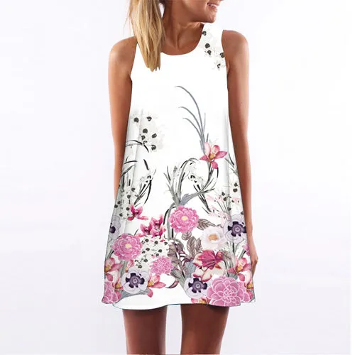 Printe Chiffon Sleeveless Dress