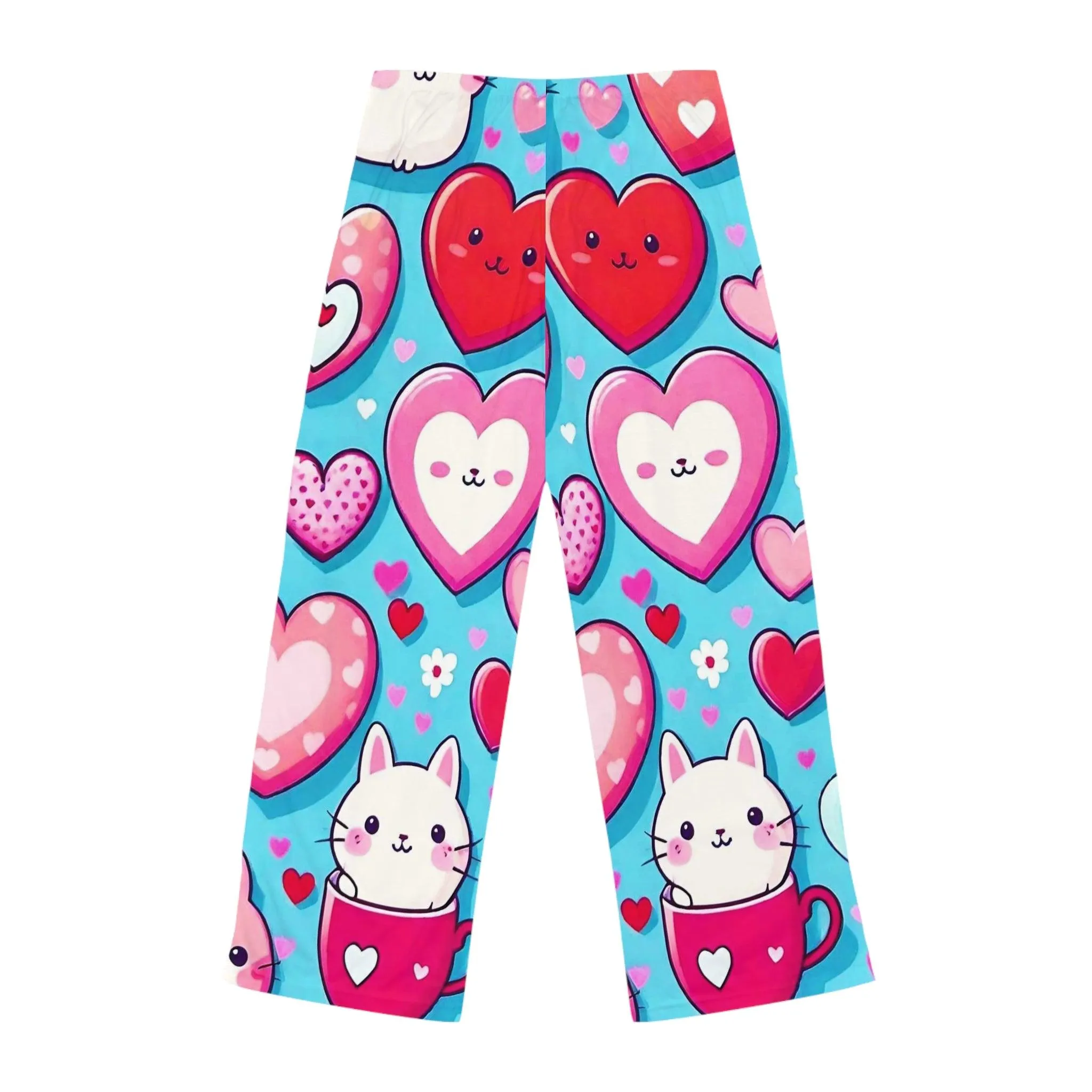 "Kitten Hearts" Women's Pajama Pants with Drawstring