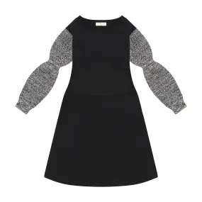 Retrokid Scuba Knit Twirl Dress Black/Cream