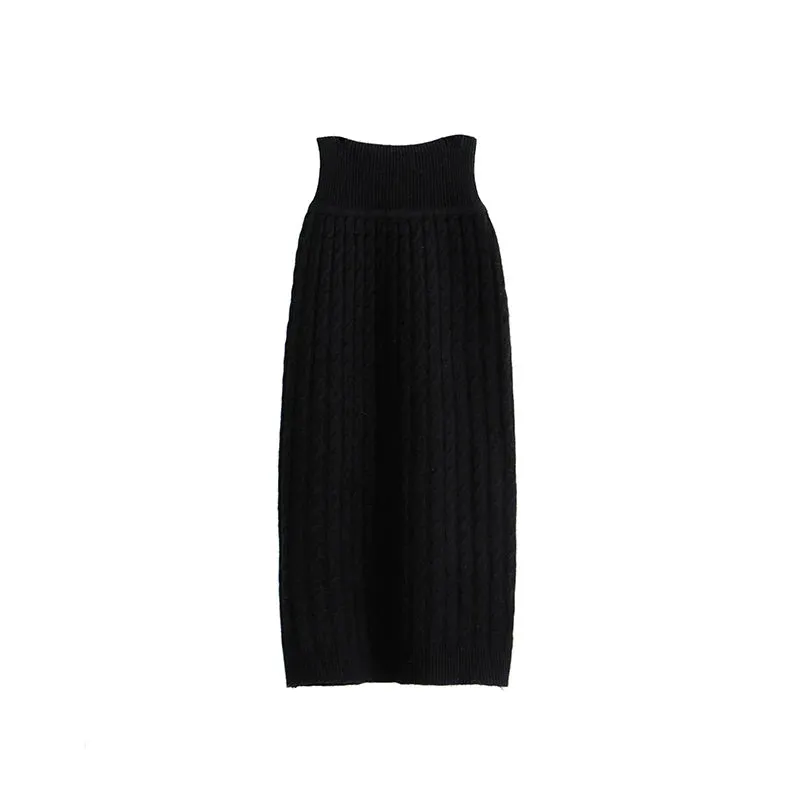 Ribbed Knit Midi Skirt