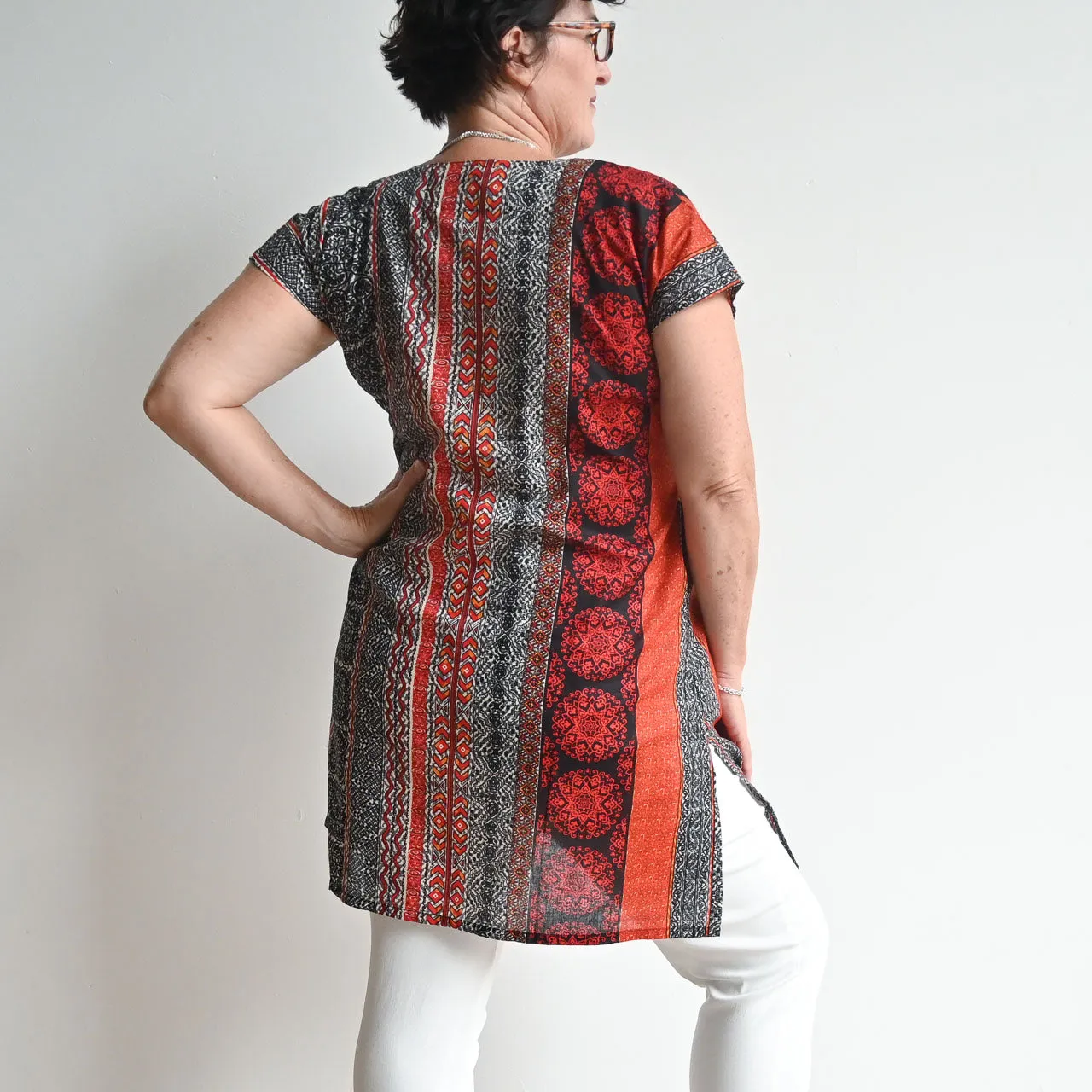 Sari Cotton Tunic Dress - Tribal