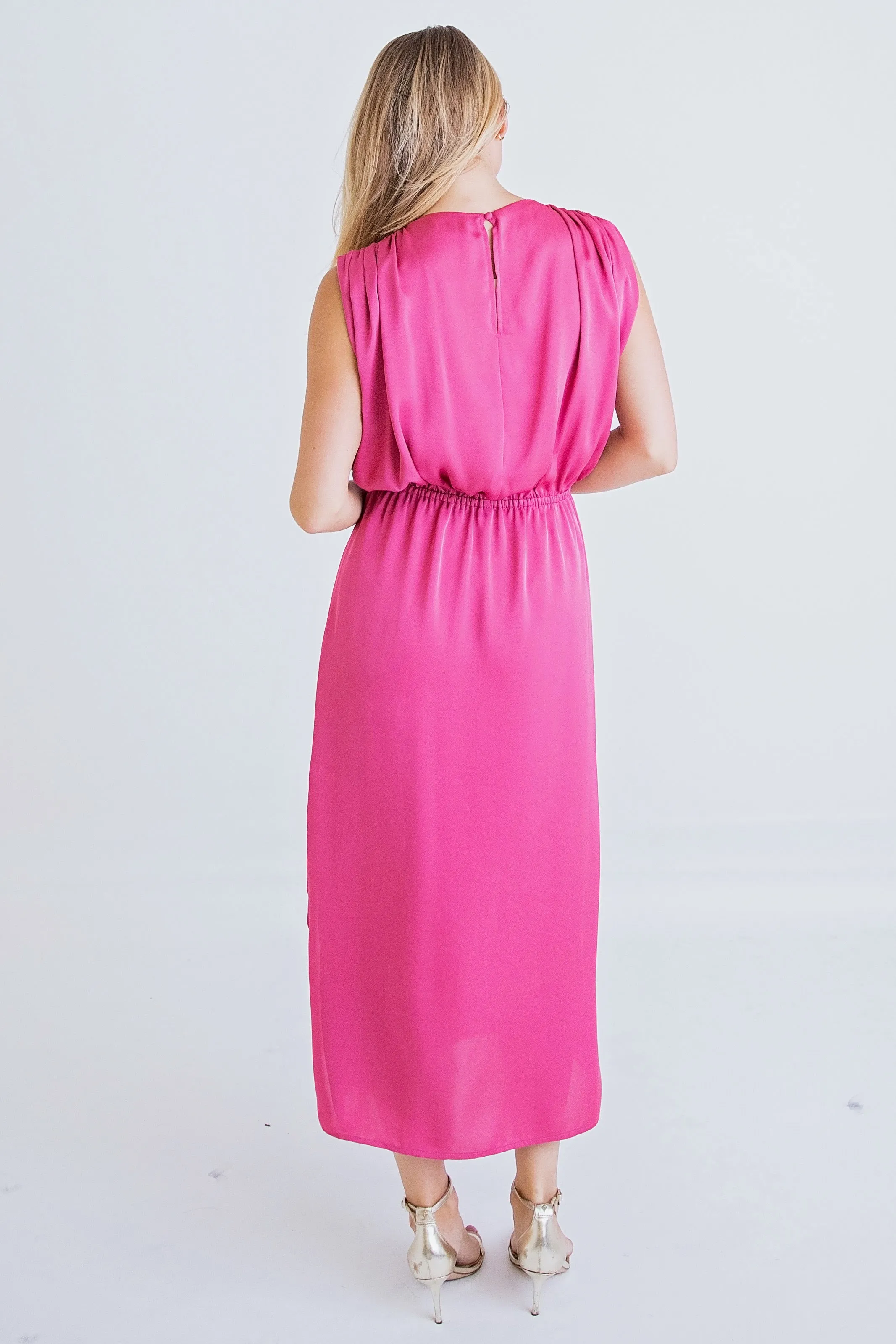 Satin Chic Sleeveless Midi Dress