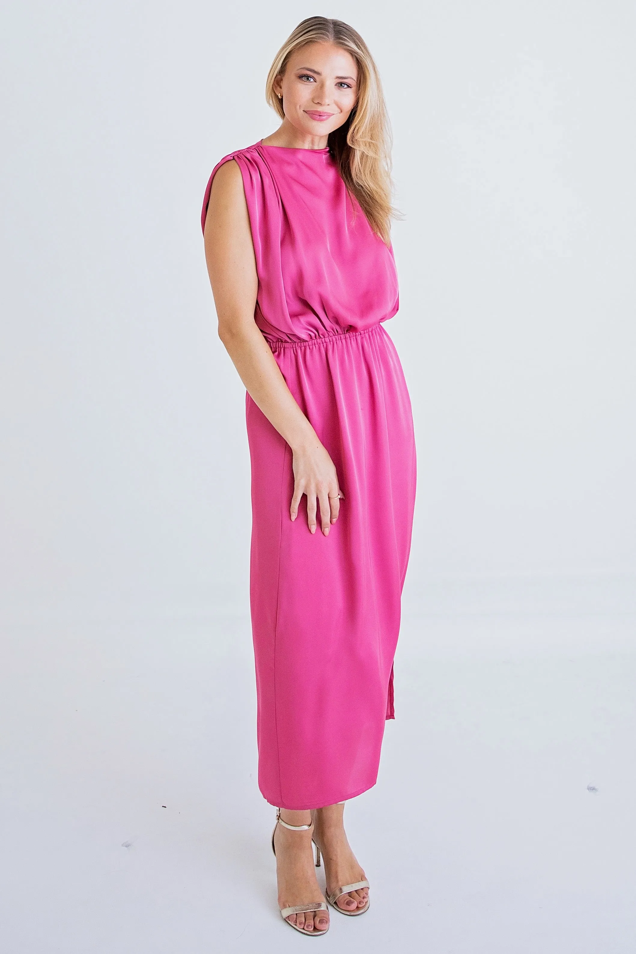 Satin Chic Sleeveless Midi Dress