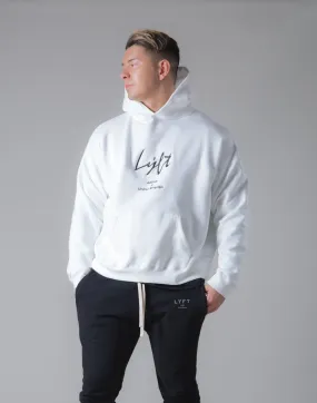 Script Logo 2Way Stretch Warm Pullover Hoodie - White