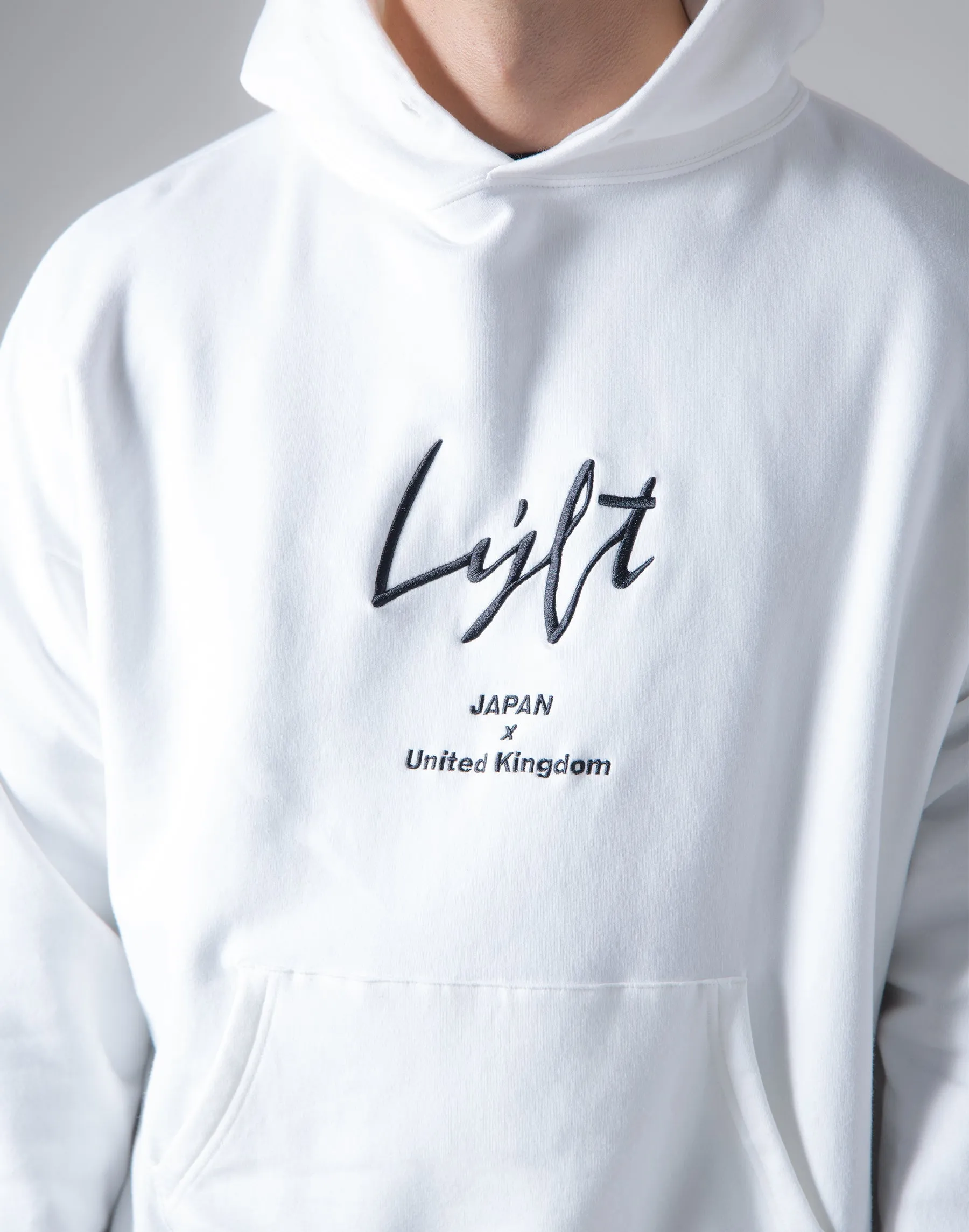 Script Logo 2Way Stretch Warm Pullover Hoodie - White