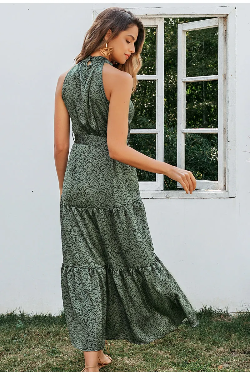 Sexy Halter Neck Sleeveless Vintage Long Maxi Boho Dress