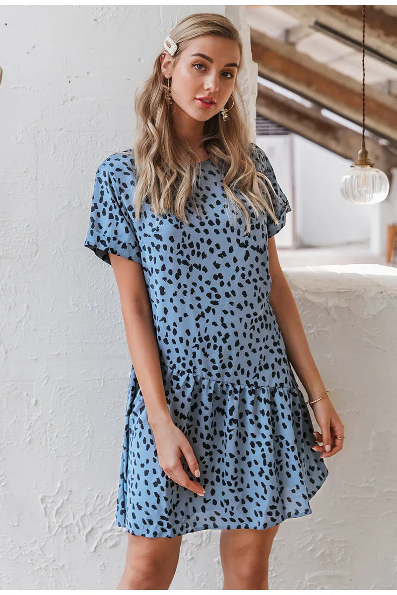 Sexy Leopard Print Elegant Office Lady Vintage Short Boho Sundress