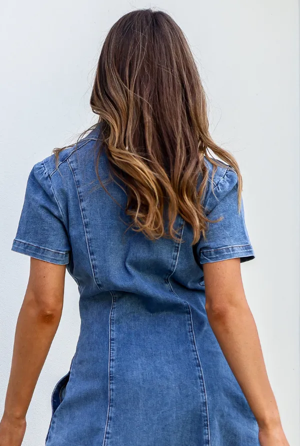 Shauni Denim Midi - Blue Denim