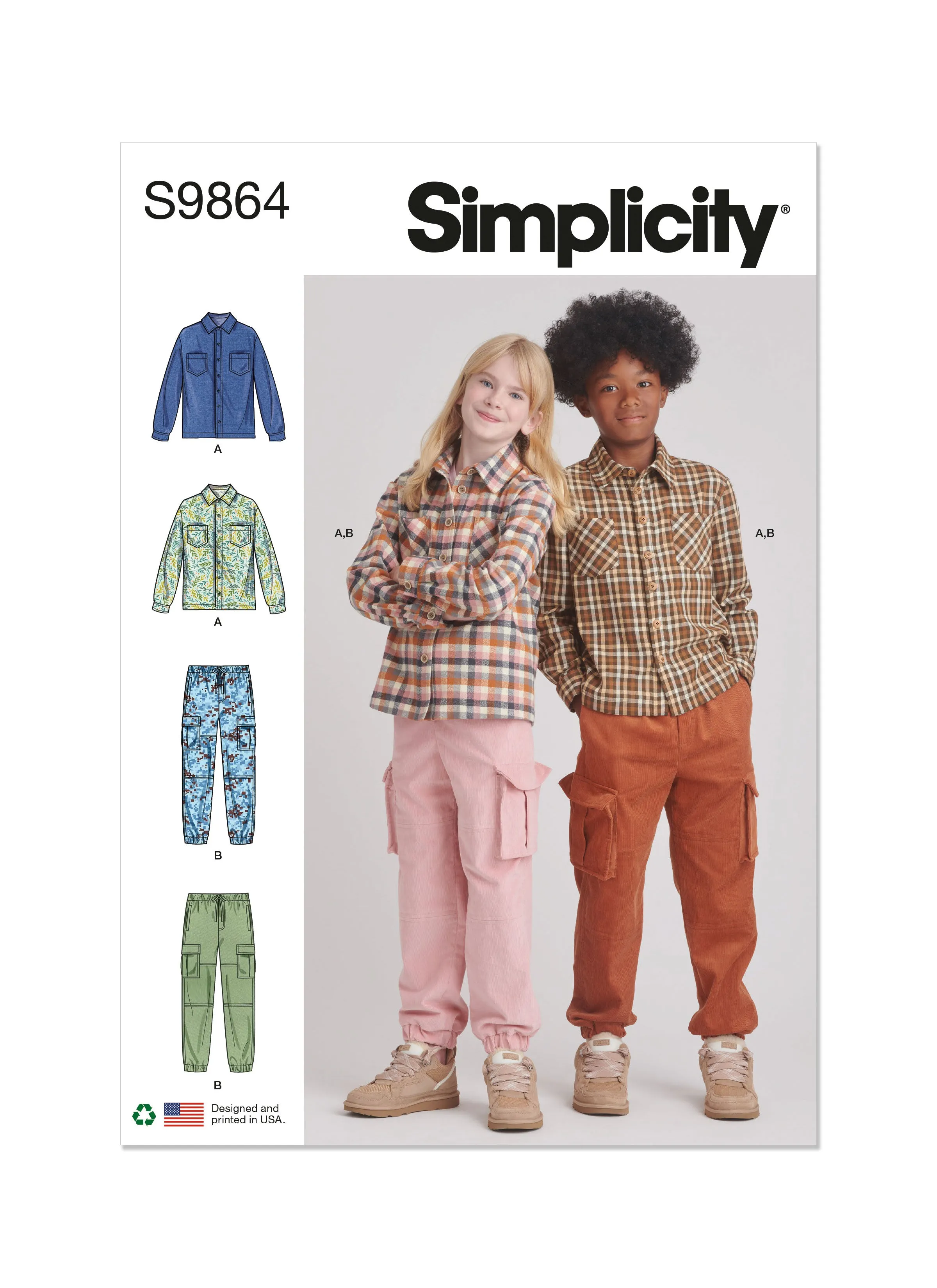 Simplicity Sewing Pattern 9864 Children's Shirt and Cargo Pants