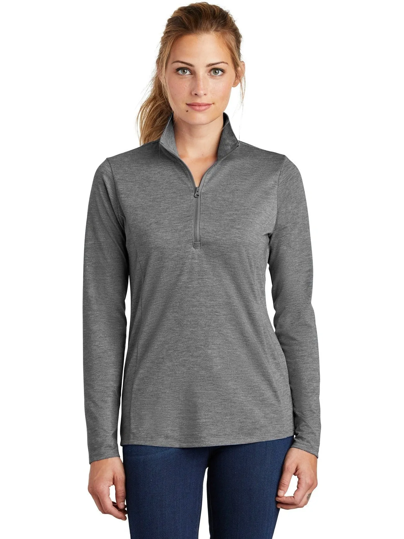 Sport-Tek Ladies Posicharge Tri-Blend Wicking 1/4-Zip Pullover