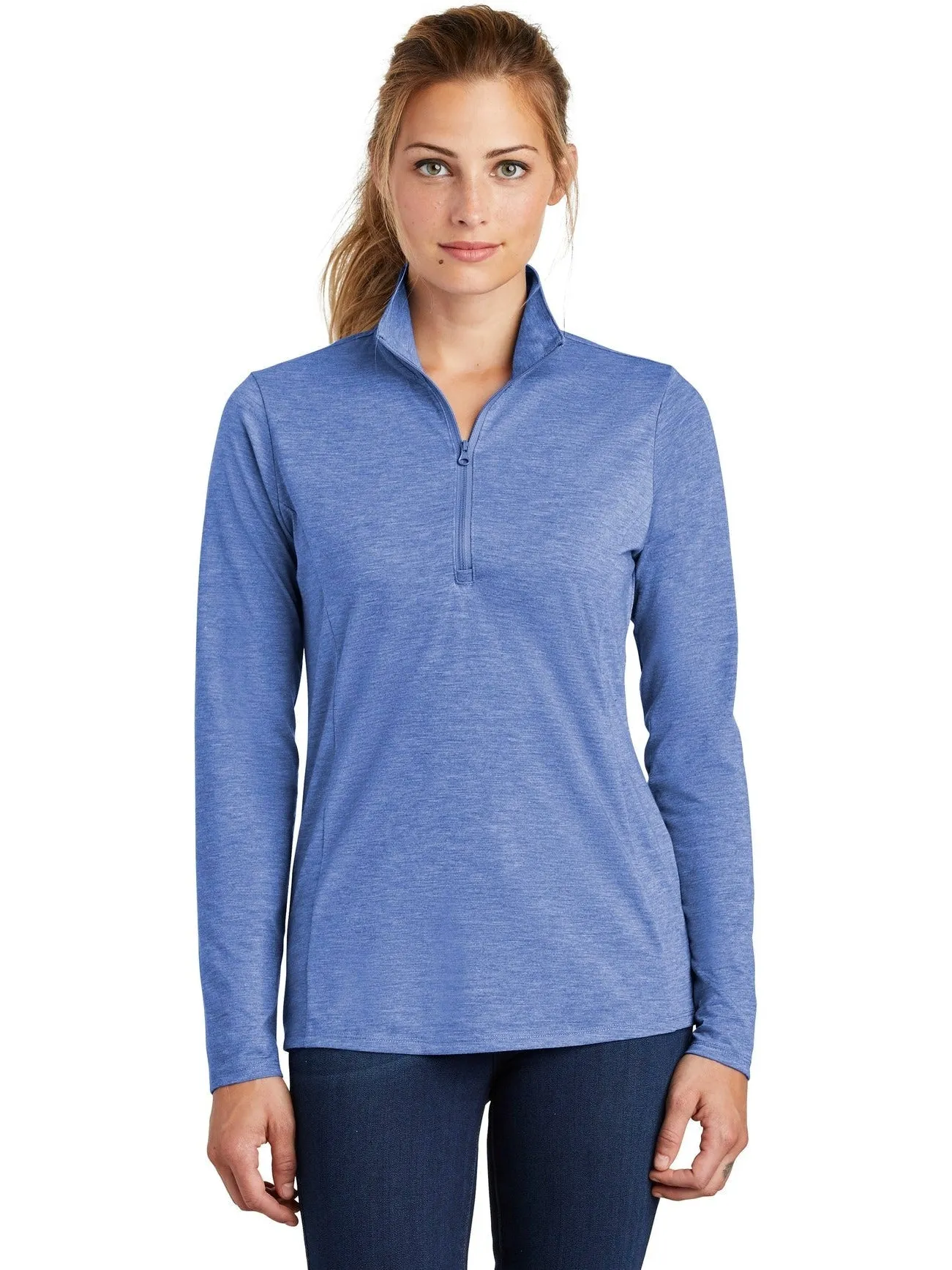 Sport-Tek Ladies Posicharge Tri-Blend Wicking 1/4-Zip Pullover