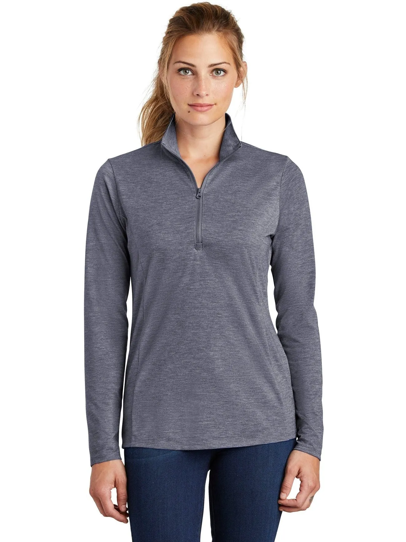 Sport-Tek Ladies Posicharge Tri-Blend Wicking 1/4-Zip Pullover