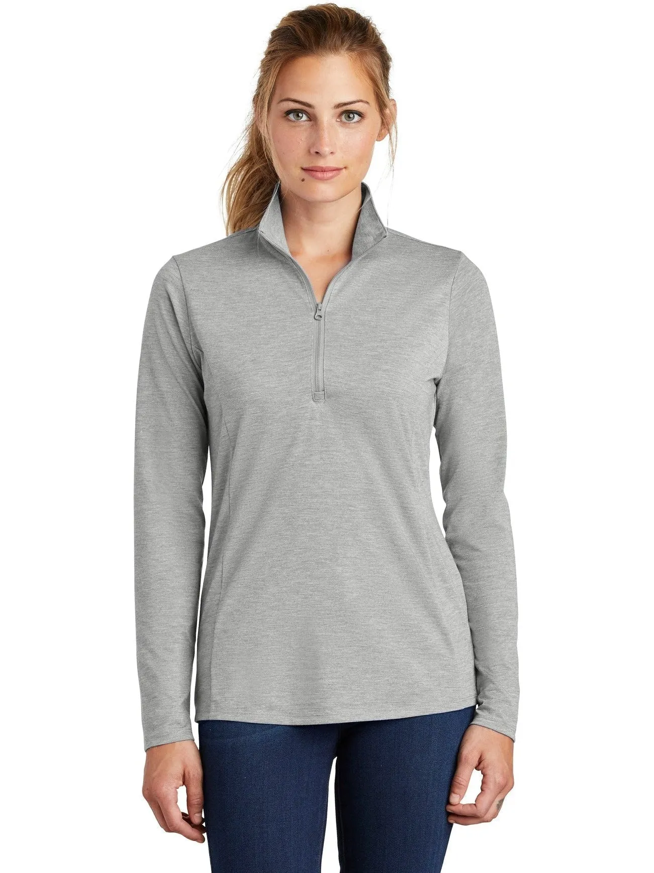 Sport-Tek Ladies Posicharge Tri-Blend Wicking 1/4-Zip Pullover