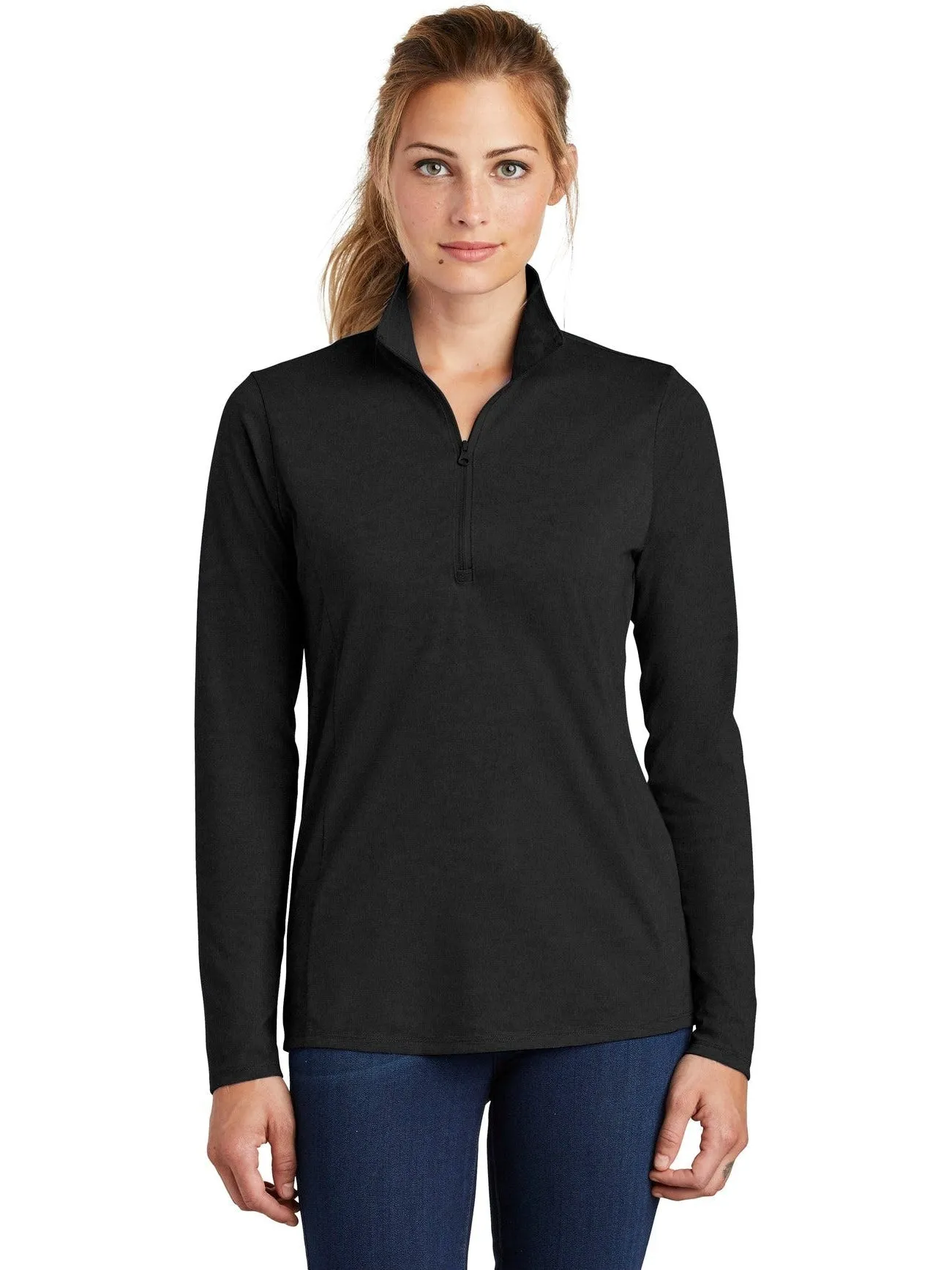 Sport-Tek Ladies Posicharge Tri-Blend Wicking 1/4-Zip Pullover