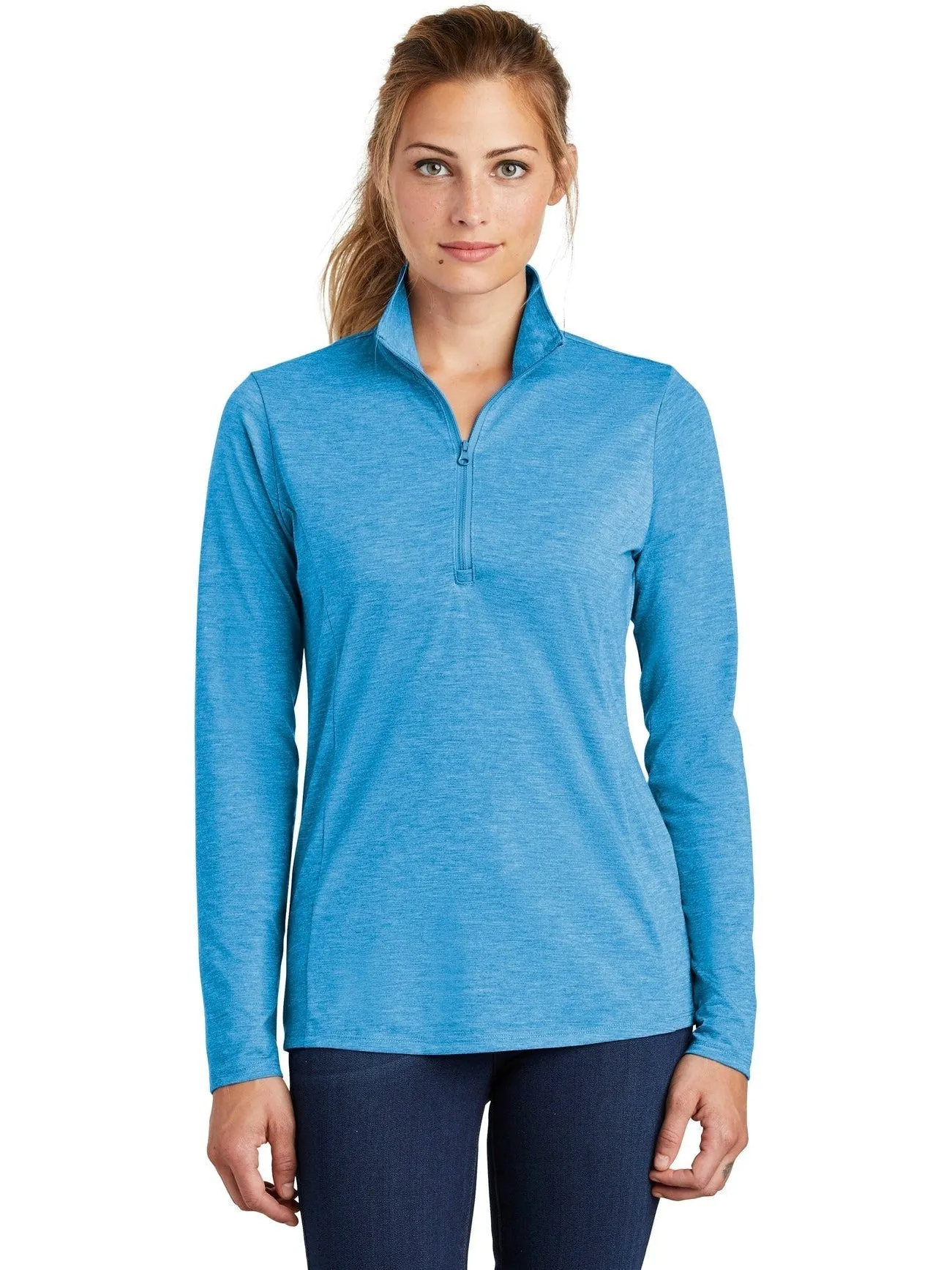 Sport-Tek Ladies Posicharge Tri-Blend Wicking 1/4-Zip Pullover