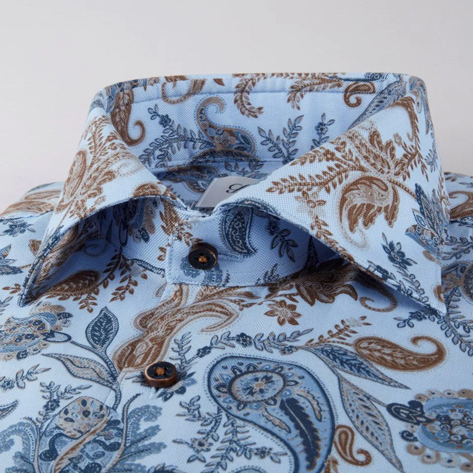 Stenstroms Light Blue Paisley Fitted Body Shirt