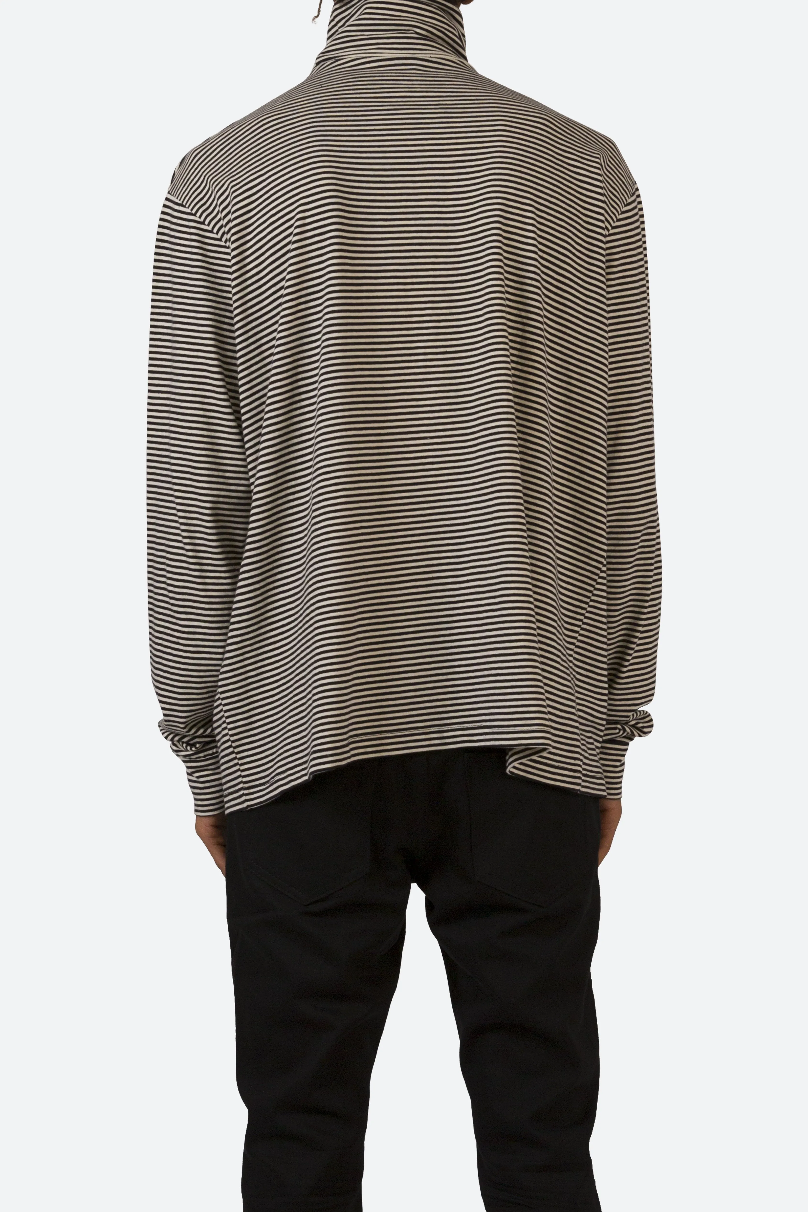 Striped Turtleneck L/S Tee - Black/White