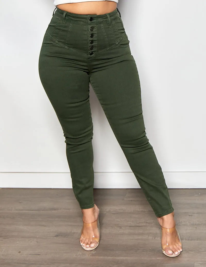 Super High Rise Seamed Yoke Crop Skinny