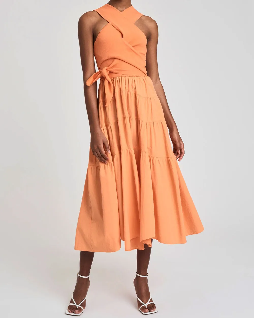 Tangerine Mixed Media Alivia Racerback Midi Dress