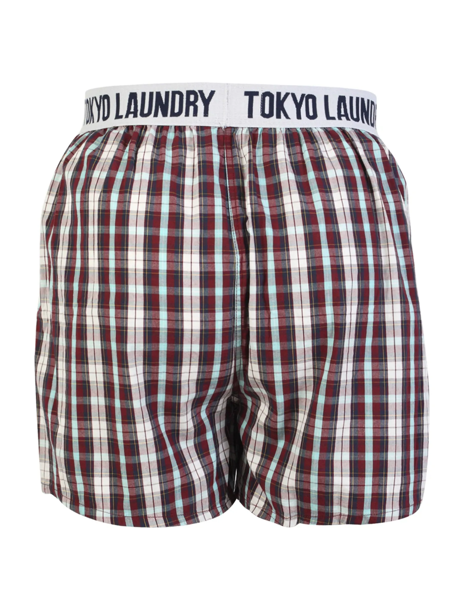 Tokyo Laundry Rising Wolf Checked Cotton Boxer Shorts in Oxblood