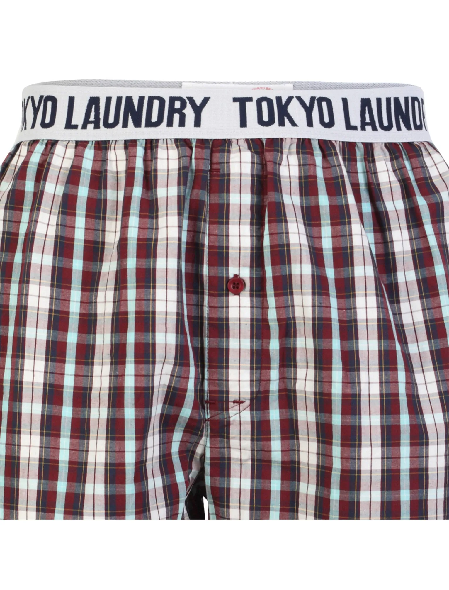 Tokyo Laundry Rising Wolf Checked Cotton Boxer Shorts in Oxblood