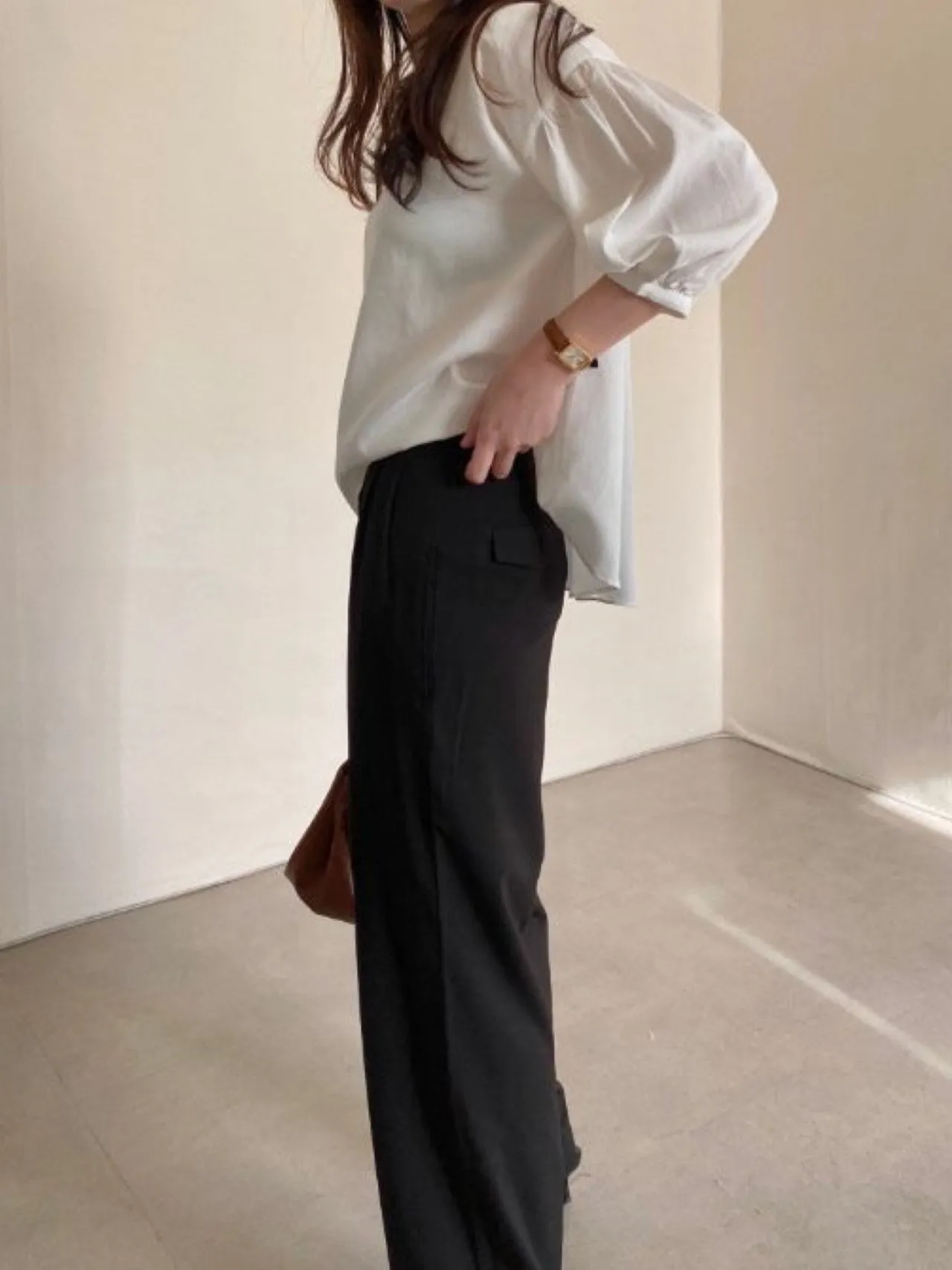 TWO PIN TUCK WIDE TROUSERS