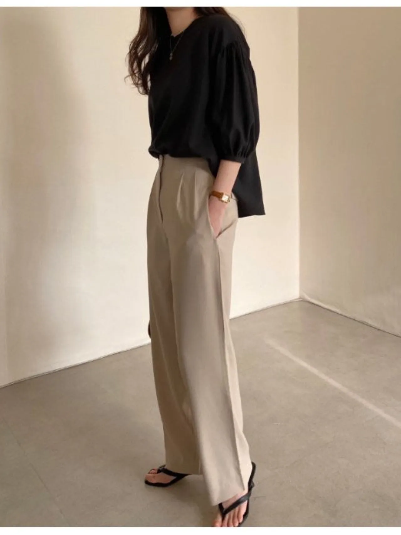 TWO PIN TUCK WIDE TROUSERS