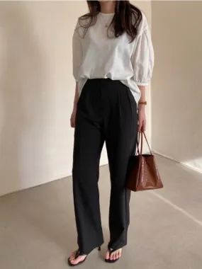 TWO PIN TUCK WIDE TROUSERS