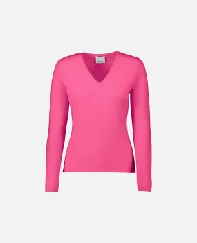 V-Pullover aus Cashmere in Rose