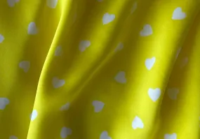 Valentino Electric Yellow Floating Hearts Silk Satin Charmeuse (Made in Italy)