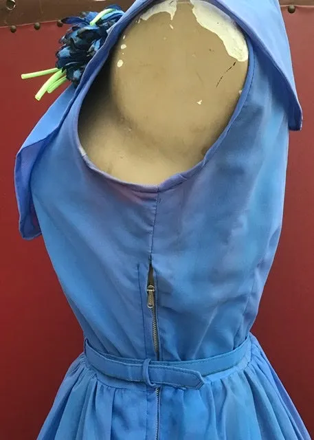 Vintage 1950s Periwinkle Blue Chiffon Cocktail Dress