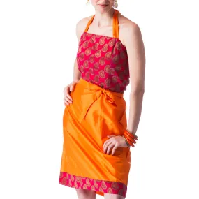 Vivah Tangerine and Fuscia Silk Halter Bridesmaids Dress