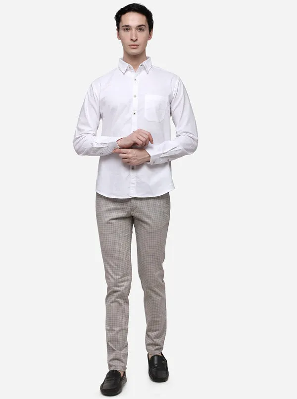 White Slim Fit Solid Casual Shirt | Greenfibre