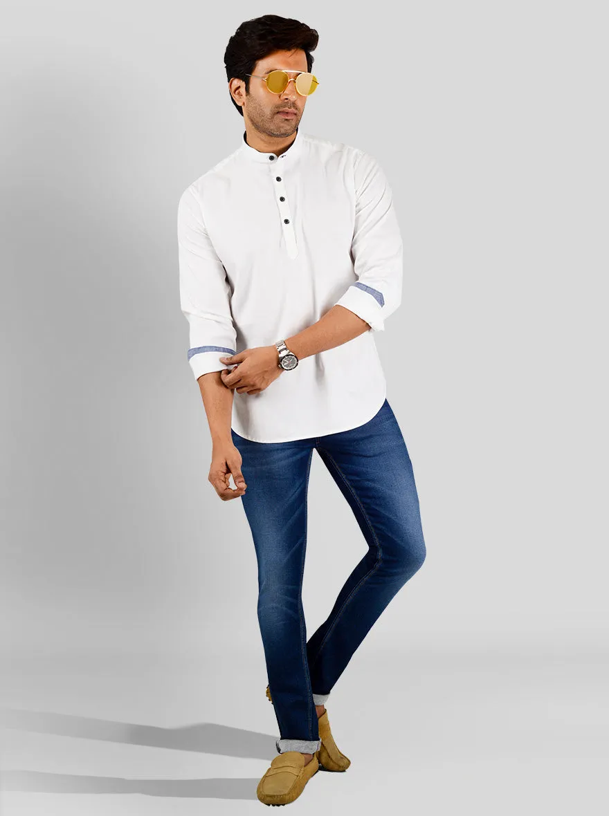 White Solid Slim Fit Casual Shirt | Greenfibre