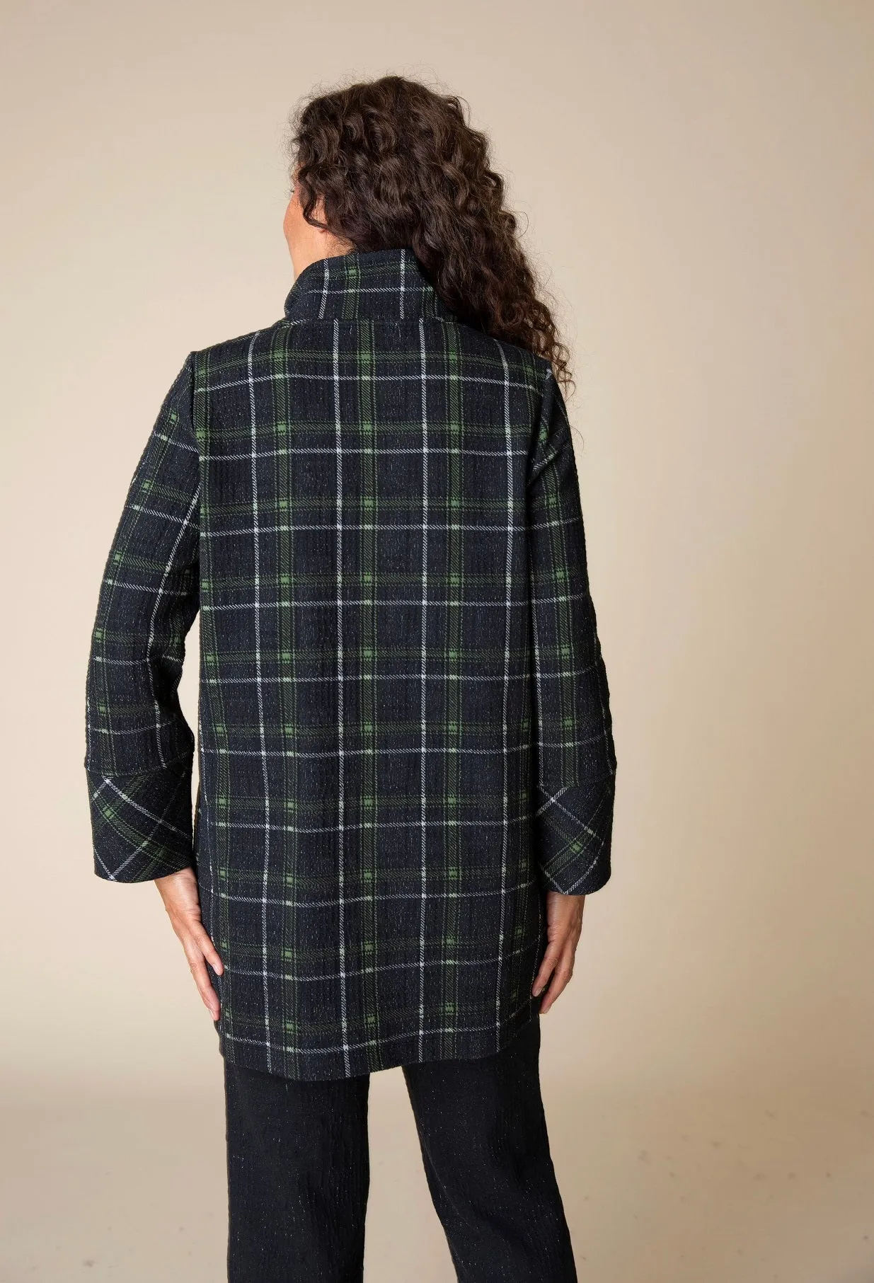 Windowpane Speckle Plaid Car Coat