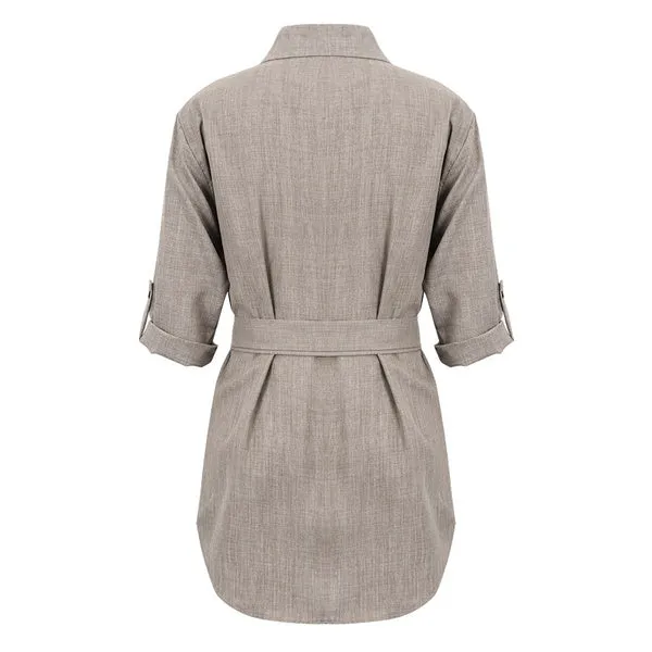 Women's Buttons Turn-Down Casual Shirt Dress