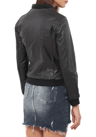 Womens Diana Genuine Lambskin Leather Bomber Jacket