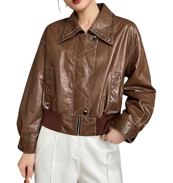 Womens Raelynn Genuine Lambskin Leather Bomber Jacket