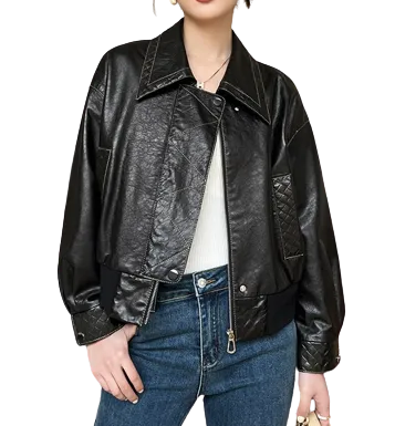 Womens Raelynn Genuine Lambskin Leather Bomber Jacket