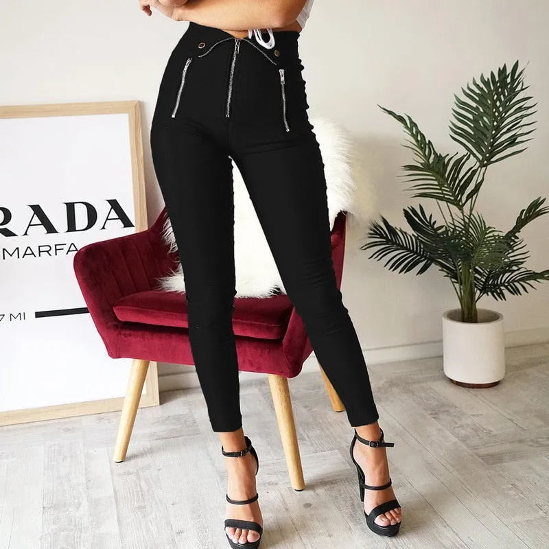 Zipper Fold Chic Long Pencil Trouser